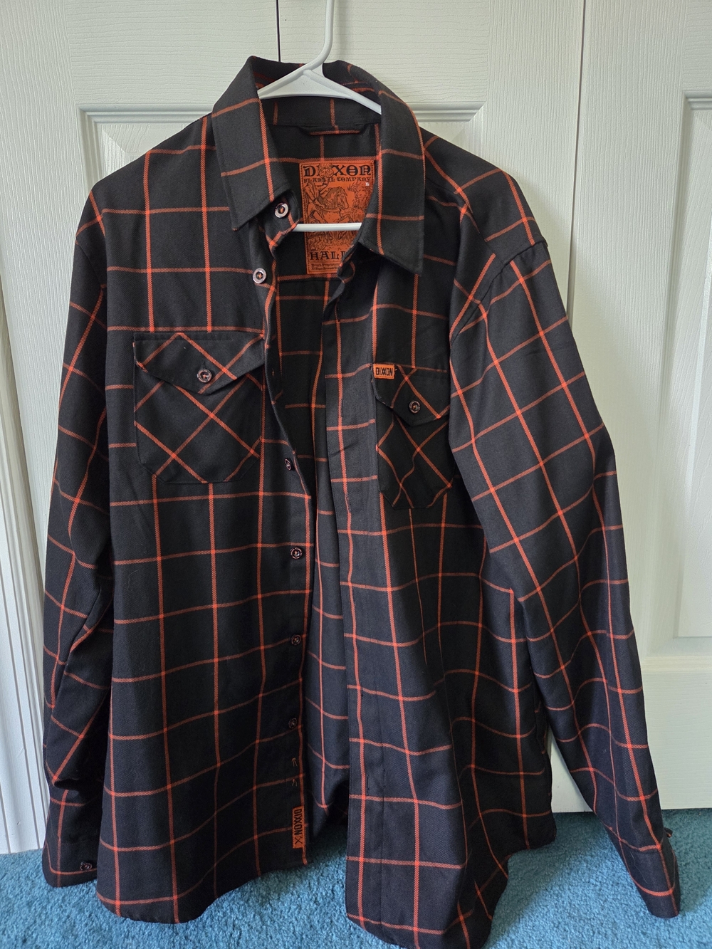 DIXXON Hallow Plaid Button-down Black with Orange Grid Size L